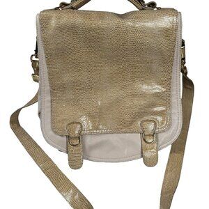 CC Skye Onie Messenger Crossbody Bag Snake Embossed‎ in Beige / Ivory